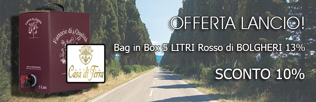 Scopri di più sull'articolo Offerta lancio su Bag in Box da 5 litri Rosso IGT di Bolgheri.