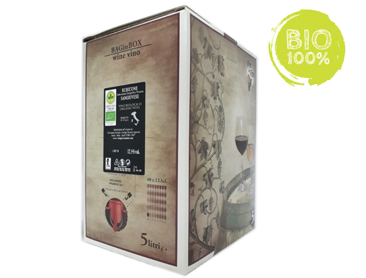 BAG-IN-BOX ORGNAIC RED WINE SANGIOVESE PGI RUBICONE 12.5% - 5 LITRES